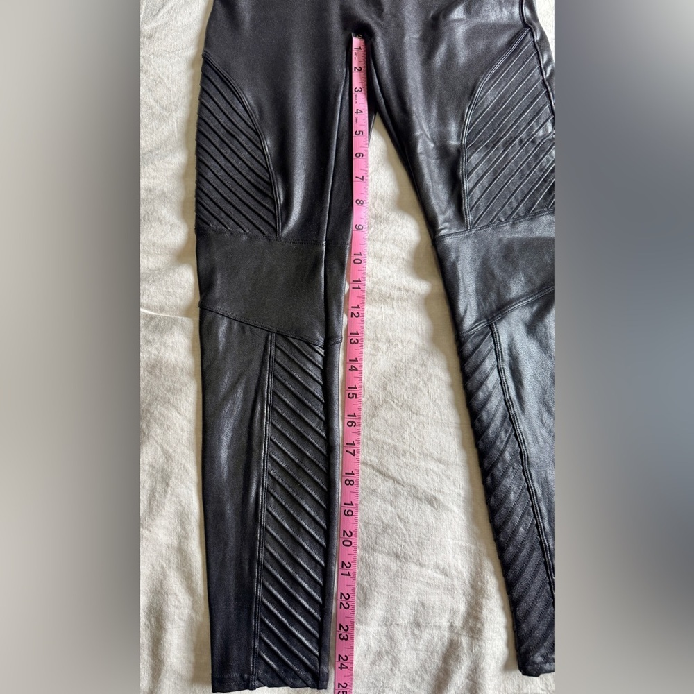 SPANX Black Faux Leather Moto Leggings - Picture 7 of 12